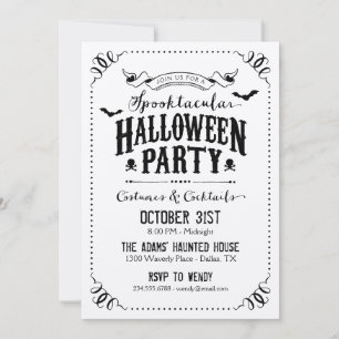 Zwart en wit rustieke Halloween kostuumfeest Kaart