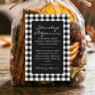 Zwart en Wit Rut Simmer Pot Kit Label Voedselcontainer Etiket