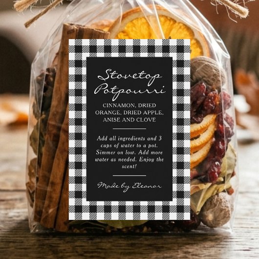 Zwart en Wit Rut Simmer Pot Kit Label Voedselcontainer Etiket