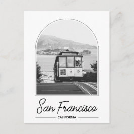 Zwart- en wit San Francisco Trolley Ansichtkaart Briefkaart