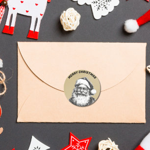  zwart en wit Santa Gold Ronde Sticker