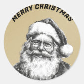  zwart en wit Santa Gold Ronde Sticker (Voorkant)