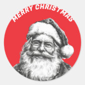 zwart en wit Santa Red Ronde Sticker (Voorkant)