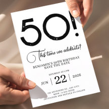 Zwart en Wit Save The Date 50ste verjaardag 
