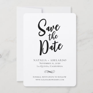 Zwart en Wit Save The Date Kaart Elegant