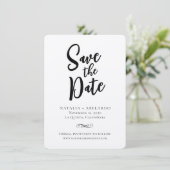 Zwart en Wit Save The Date Kaart Elegant (Staand voorkant)