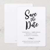 Zwart en Wit Save The Date Kaart Elegant (Voorkant / Achterkant)