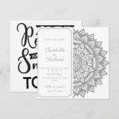Zwart en wit Save The Date uitnodiging (Voorkant / Achterkant)