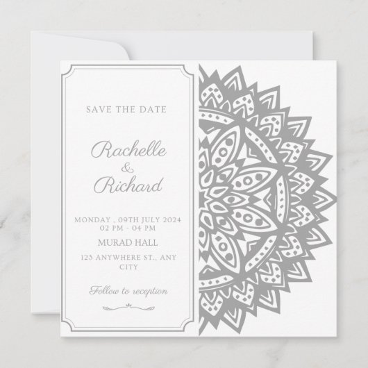 Zwart en wit Save The Date uitnodiging (Voorkant)