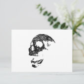 Zwart en wit schedelontwerp. RSVP kaartje (Staand voorkant)