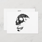 Zwart en wit schedelontwerp. RSVP kaartje (Voorkant / Achterkant)