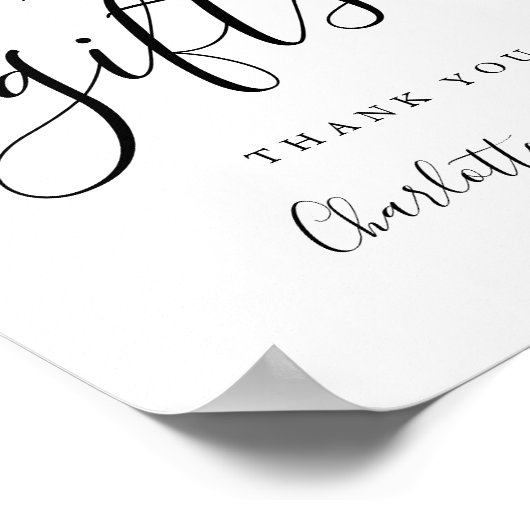 Zwart En Wit Schrift Kaarten En Cadeaus Bord Poster (Hoek)