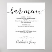 Zwart en wit script bar menuschild met handtekenin poster (Voorkant)
