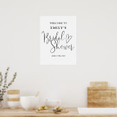 Zwart en wit script bruidsdouche welkomstbord poster (Keuken)