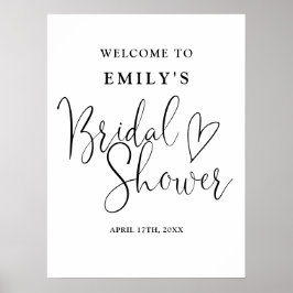 Zwart en wit script bruidsdouche welkomstbord poster