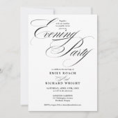 Zwart En Wit Script Foto Bruiloft Avondfeest Kaart (Voorkant)