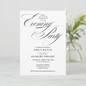 Zwart En Wit Script Foto Bruiloft Avondfeest Kaart (Staand voorkant)
