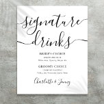 Zwart En Wit Script Handtekening Dranken Bord Poster<br><div class="desc">Dit elegante zwart-witte minimalistische handtekeningdrankenbord is perfect voor je trouwfeest. Ontworpen door Thisisnotme©</div>