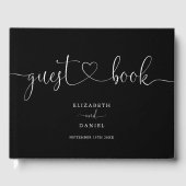 Zwart En Wit Script Huwelijk Gastenboek (Voorkant)