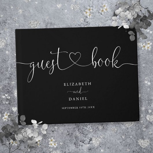 Zwart En Wit Script Huwelijk Gastenboek