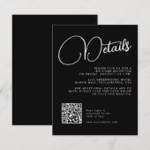 Zwart en Wit Script Huwelijksdetails RSVP Kaart (Voorkant / Achterkant)