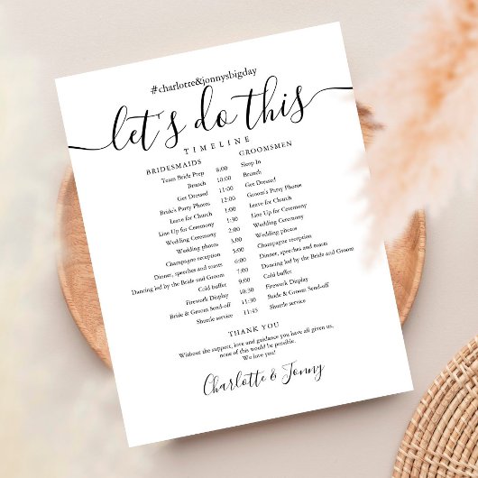 Zwart en wit script huwelijksplanning