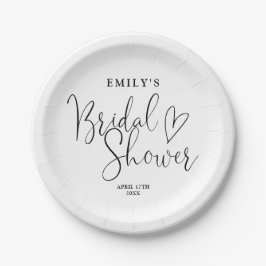 Zwart en wit script kalligrafie Bruidsdouche Papieren Bordje