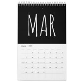 Zwart en wit script kalligrafie schrift kalender (Mar 2027)