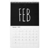 Zwart en wit script kalligrafie schrift kalender (Feb 2027)