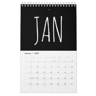 Zwart en wit script kalligrafie schrift kalender