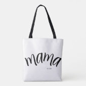 Zwart en Wit Script Mama Opgericht Elegant Tote Bag (Achterkant)