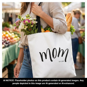 Zwart en Wit Script Moeder Opgericht Elegant Tote Bag