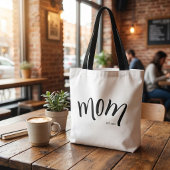 Zwart en Wit Script Moeder Opgericht Elegant Tote Bag