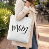 Zwart en Wit Script Moeder Opgericht Elegant Tote Bag
