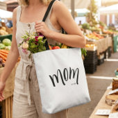 Zwart en Wit Script Moeder Opgericht Elegant Tote Bag