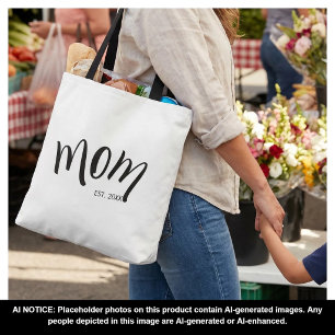 Zwart en Wit Script Moeder Opgericht Minimaal  Tote Bag