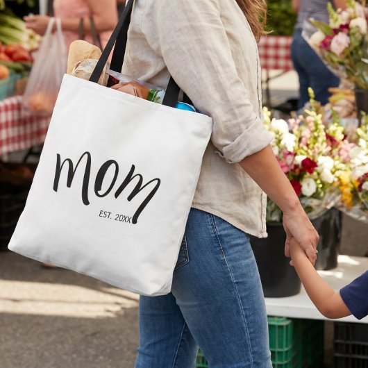 Zwart en Wit Script Moeder Opgericht Minimaal  Tote Bag