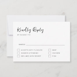 Zwart en Wit Script RSVP Kaart