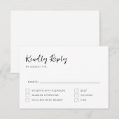 Zwart en Wit Script RSVP Kaart (Voorkant / Achterkant)