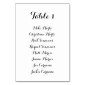 Zwart en wit script tafelstoelindeling kaart (Voorkant)