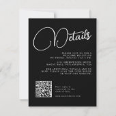 Zwart en Wit Script Trouwdetails RSVP Kaart (Voorkant)