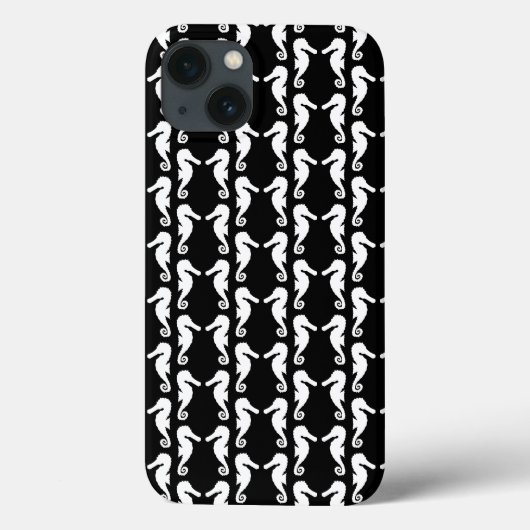 Zwart en wit Seapaarden Patroon. Case-Mate iPhone Case (Achterkant)