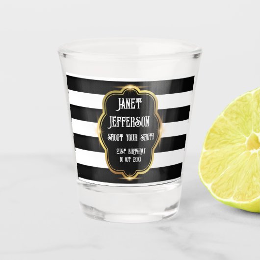 Zwart en wit shot glas (Voorkant)