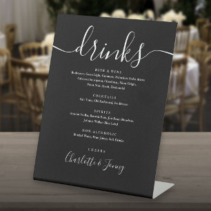 Zwart en wit Signature Script Drankenmenu Reclamebord Met Voetstuk