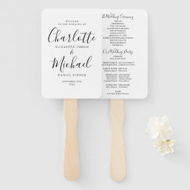 Zwart en wit Signature Script Huwelijksprogramma Handwaaier