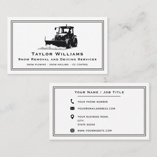 Zwart En Wit Sneeuwverwijderings- en Ontdooidingsd Visitekaartje (Voorkant / Achterkant)