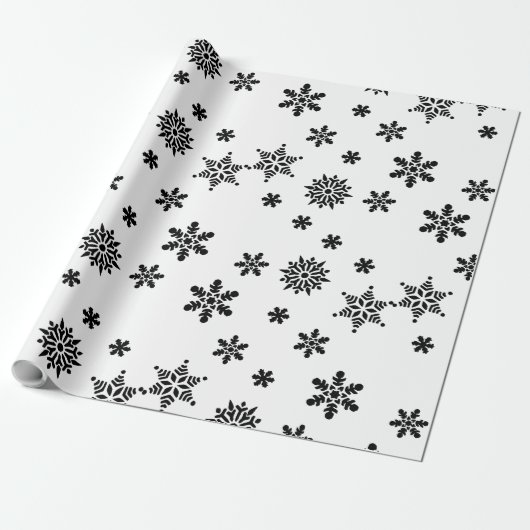 Zwart en wit snowflakes Gift Wrapping Paper Cadeaupapier (Uitgerold)