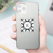 Zwart en wit Spaans model met initialen  Sticker (Telefoon)