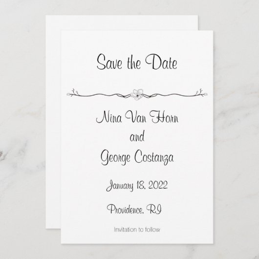 Zwart en wit sparen de Mededelingen van de Datum Kaart (Voorkant / Achterkant)