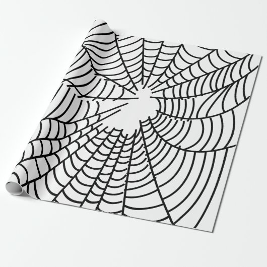 Zwart en Wit Spinnenweb Cadeaupapier (Uitgerold)